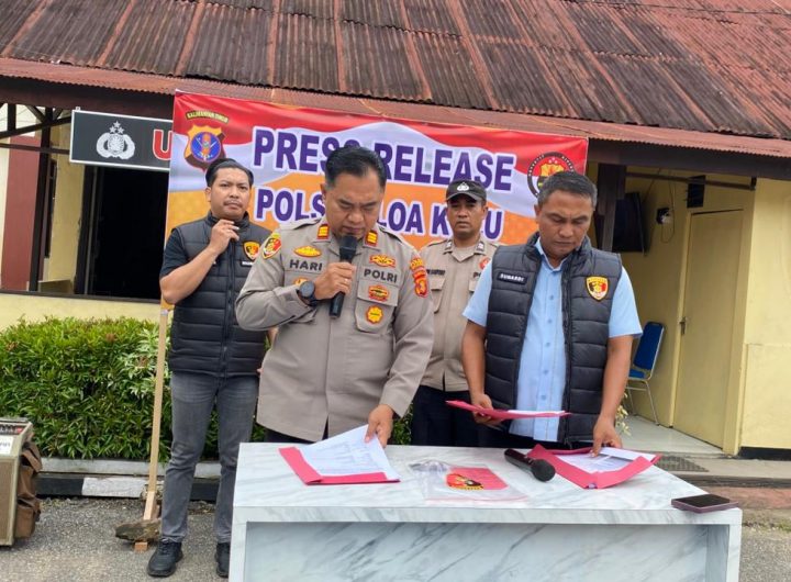 Polsek Loa Kulu menggelar konferensi pers di Mapolsek Loa Kulu pada Selasa (18/11/2025).