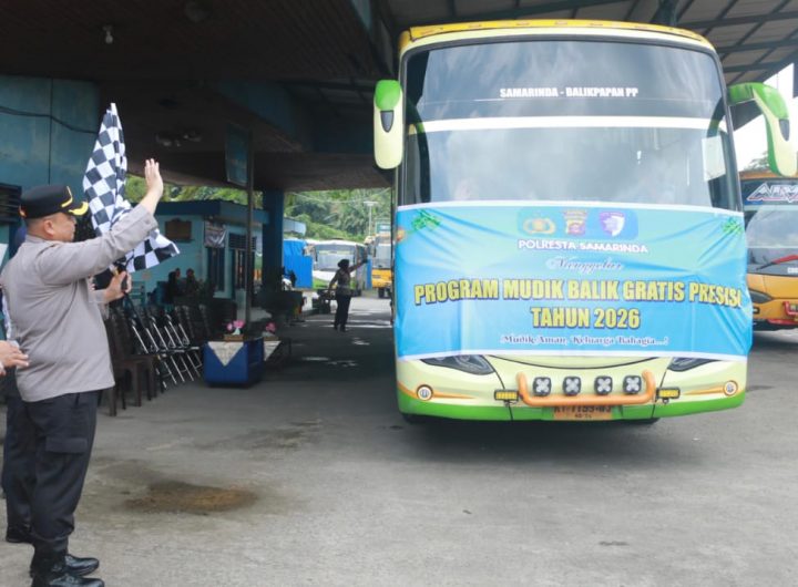 Sebanyak 152 pemudik diberangkatkan Polresta Samarinda melalui program Mudik Balik Gratis Idulfitri 1447 Hijriah, Rabu (18/3/2026).