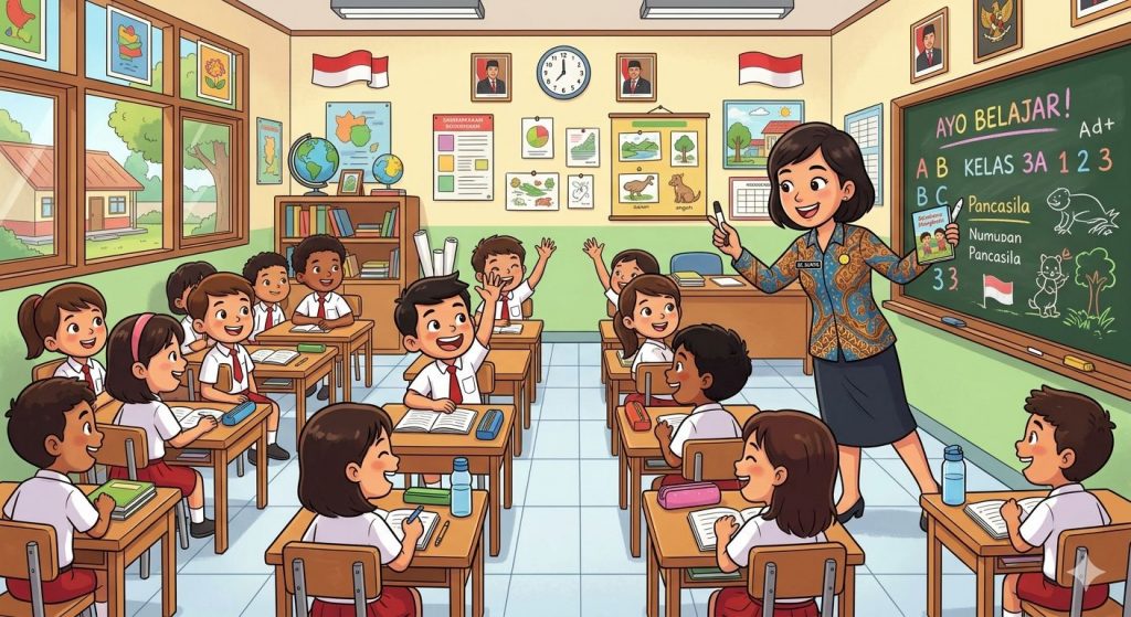 Ilustrasi kegiatan belajar mengajar.