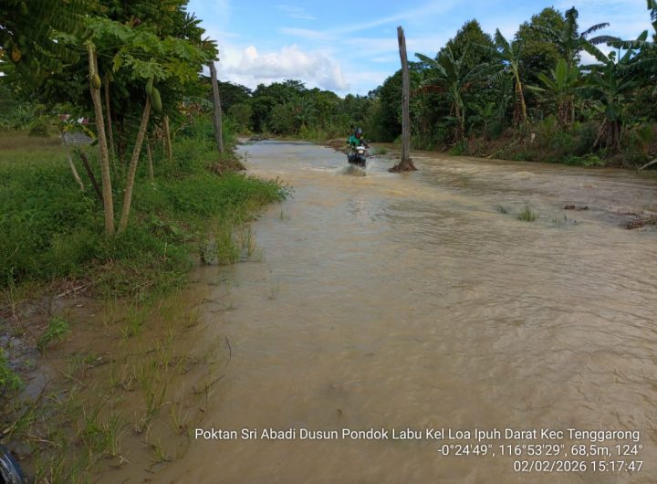 Genangan banjir di kawasan Pondok Labu, Tenggarong. (Dok. Poktan Sri Abadi)