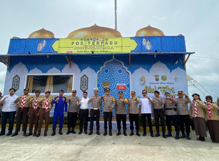 Pos Terpadu Satlantas Polres Kutai Kartanegara di kawasan Taman Tanjung, Tenggarong.