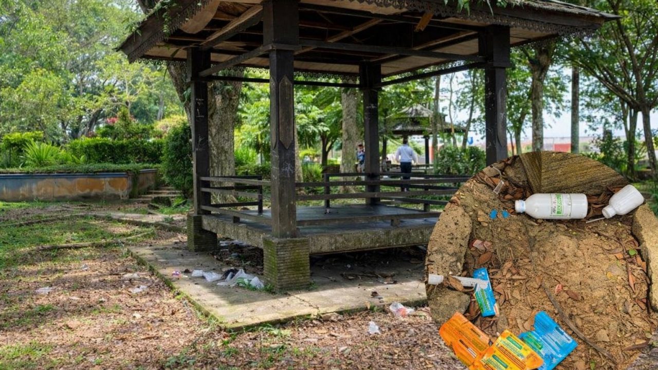 Kondisi Taman Ulin, Kota Tenggarong, yang minim perawatan dan menjadi sorotan.